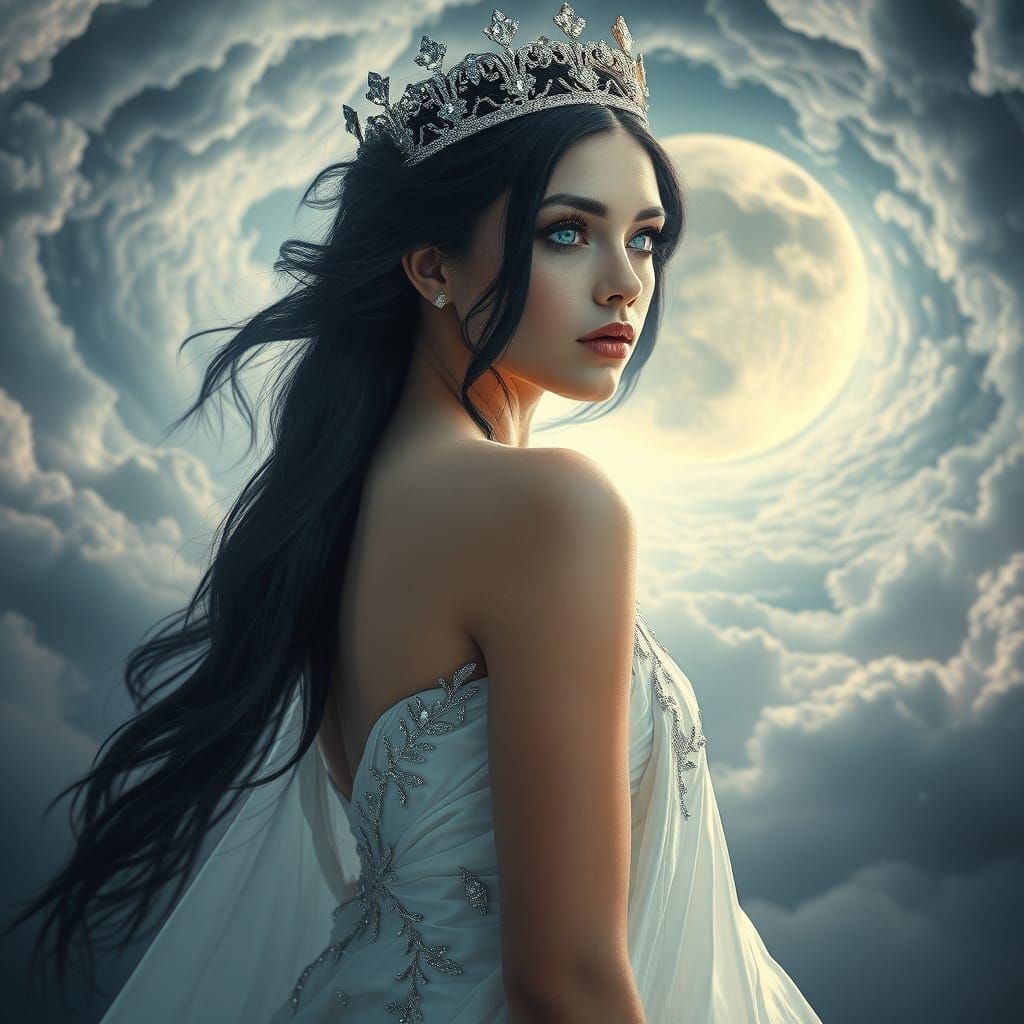 Celestial Goddess in Luminous Gown