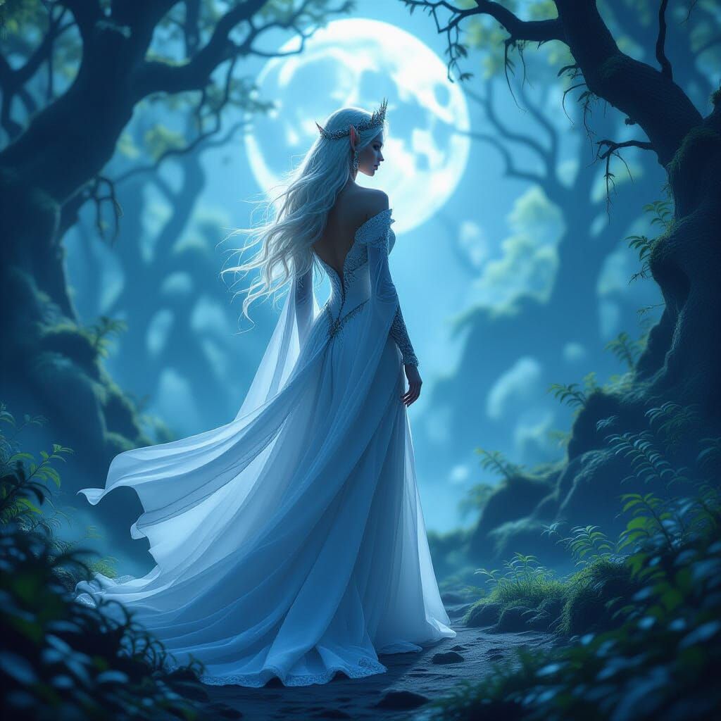 Ethereal Elf Woman Radiating Power and Grace