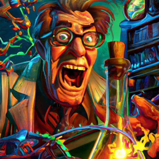 Mad Scientist in Lab, Steampunk Fantasy Art