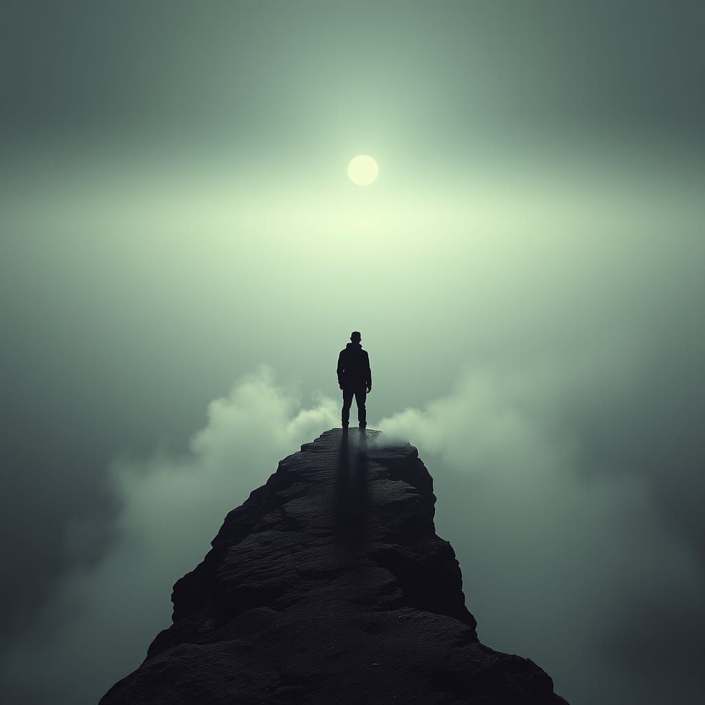 Figure Consumed by Eternal Void in Haunting, Dreamlike Atmos...