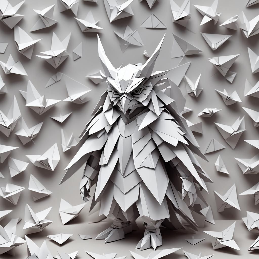 Origami Dai-Tengu in Papercraft Style