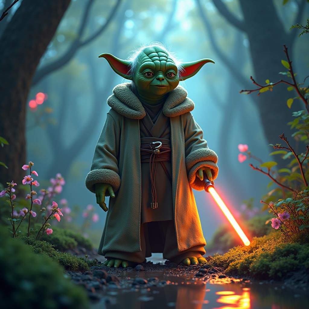 Yoda Portrait in Mystical Swamp Realm