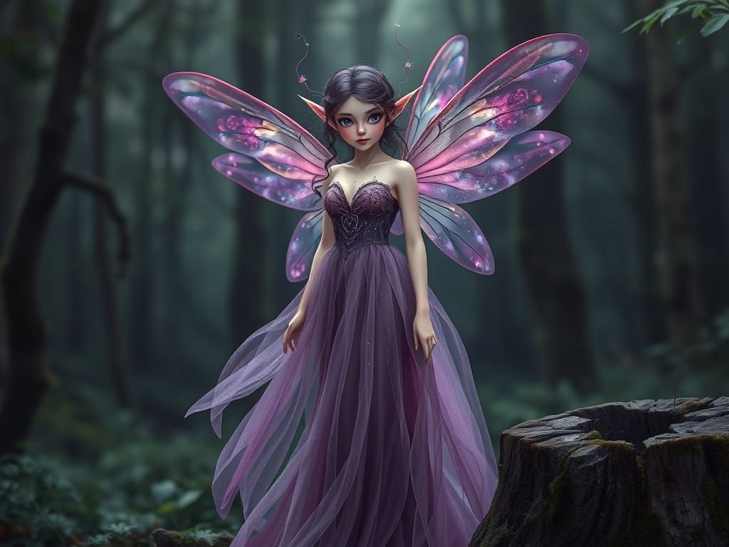 Ethereal Fairy in Iridescent Plum and Mulberry Hues