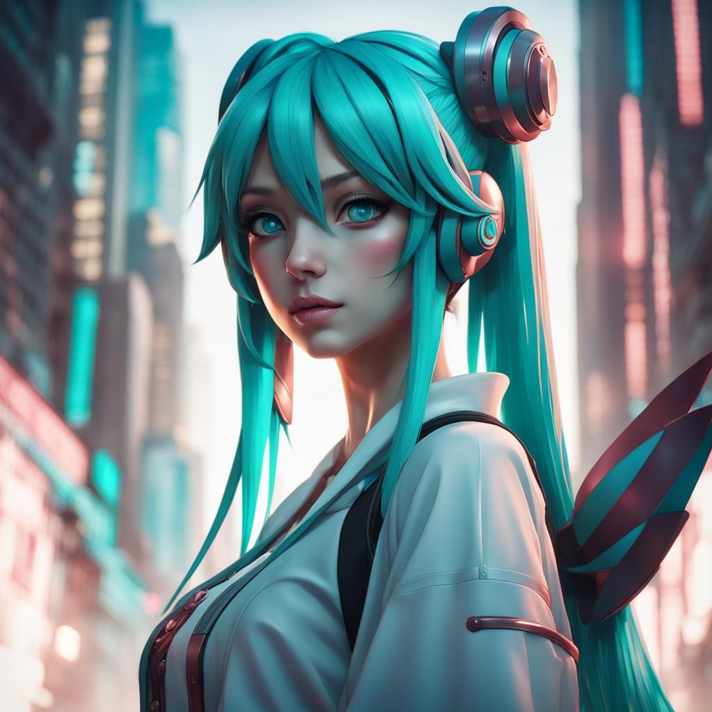 Hyperdetailed Hatsune Miku Portrait in 8K