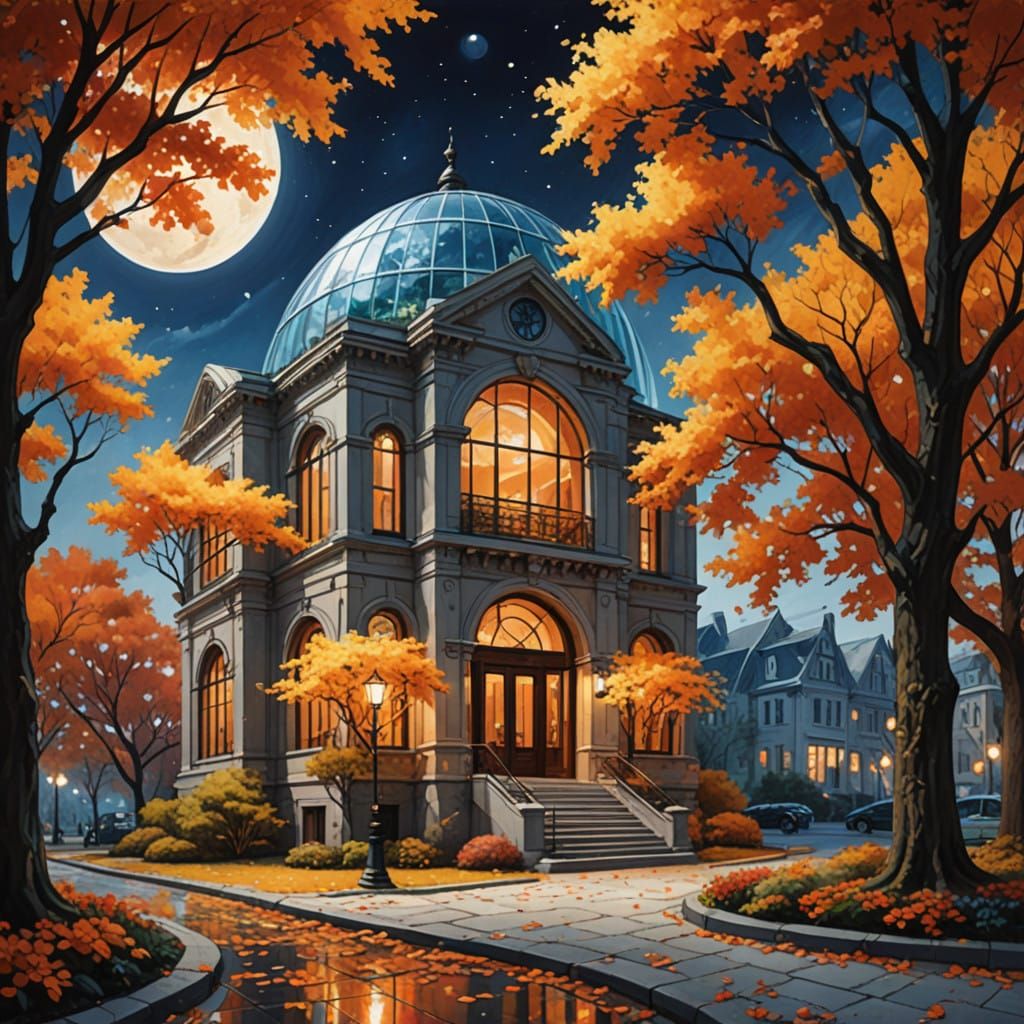 Transparent Glass Dome Structure Illuminates a Futuristic Ci...