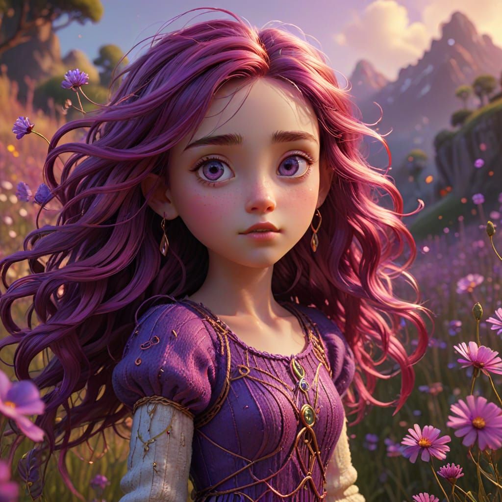 Ghibli-Inspired Surreal Girl in Punk Yarnscape