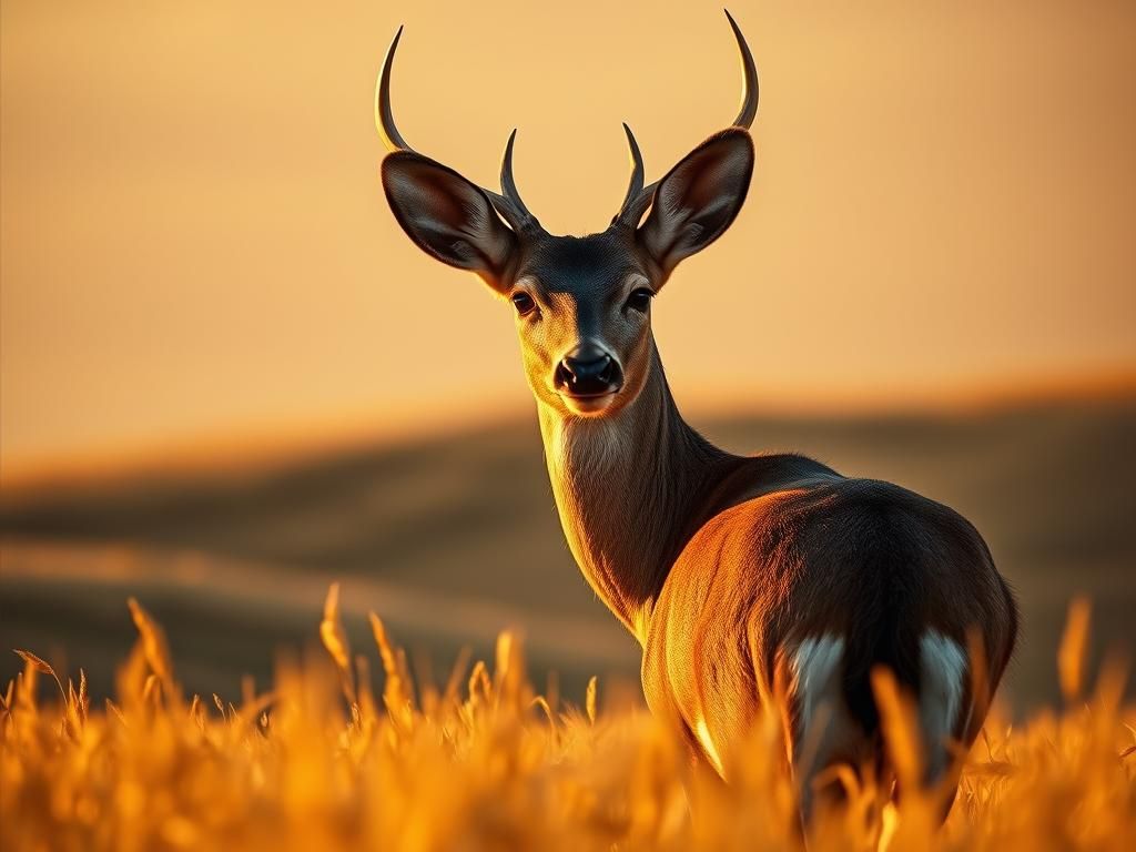 Deer in Golden Field, Cinematic Landscape Photography