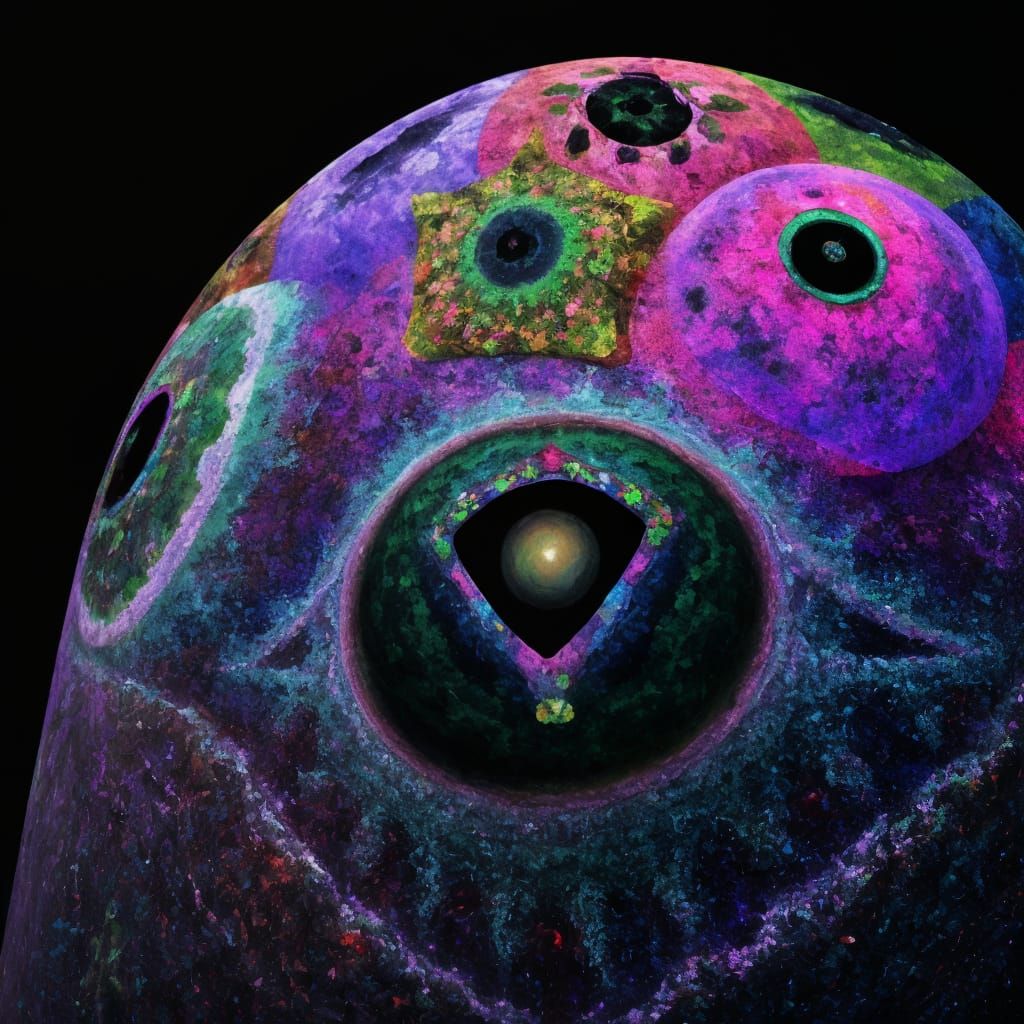 Holographic Sphere with Colorful Eyes in Molecular Style