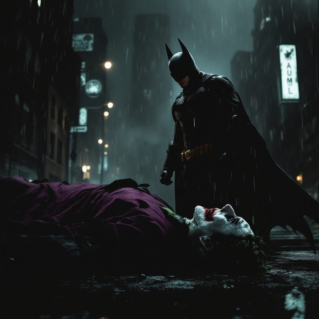 Batman Mourns the Joker in Gritty Gotham City