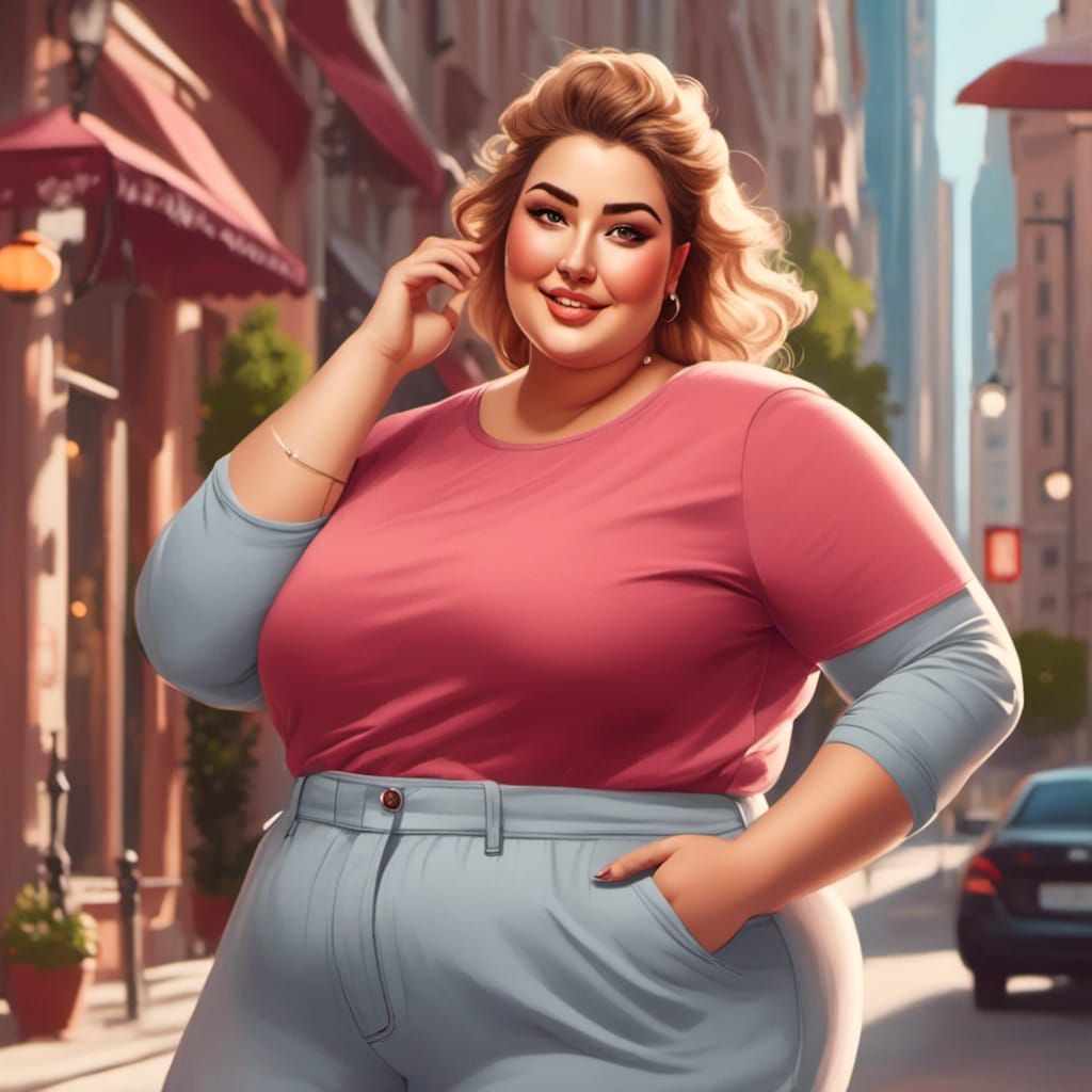 Plus-Size Woman Portrait in Photo Realistic Style