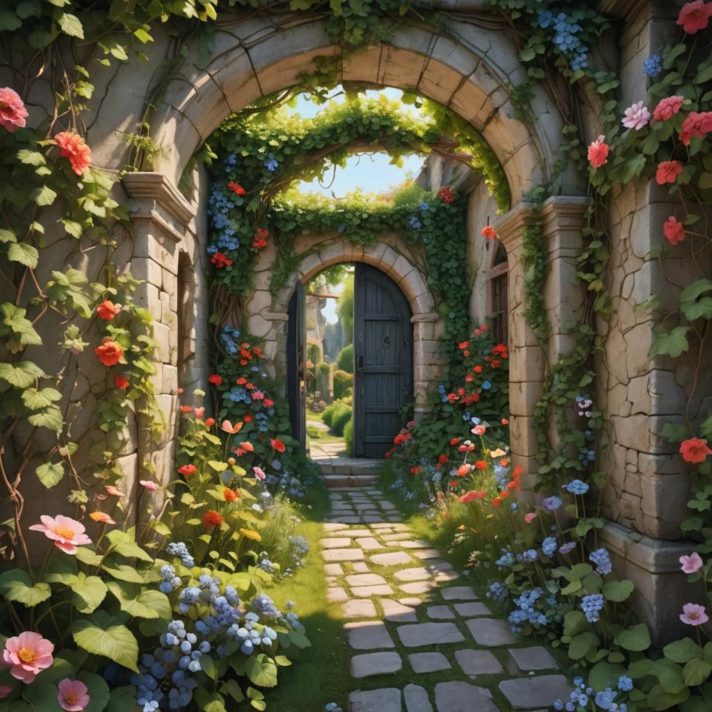 Watercolor Garden Portal with 3D Parallax Effect