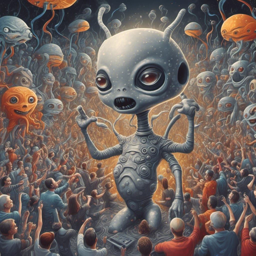 Realistic Alien at a Rave Party
