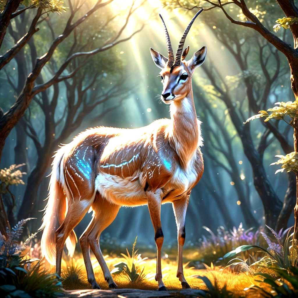 Angelic Gazelle with Ethereal Glow: Fantasy Concept Art