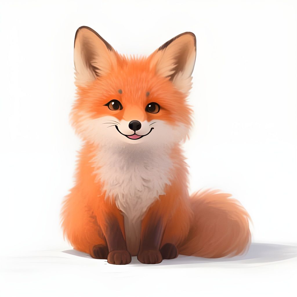 Cute Orange Fox Portrait in Digital Painting Style