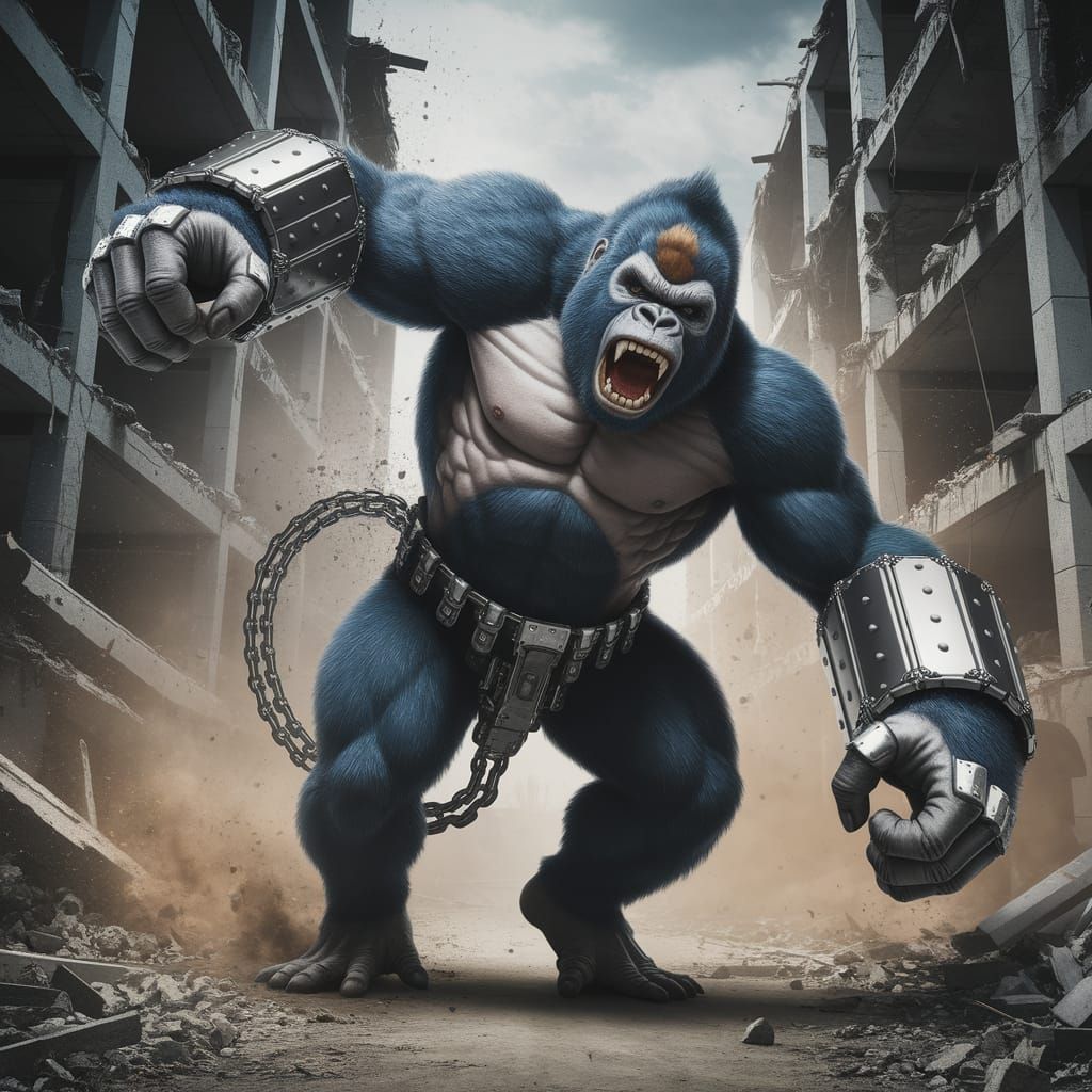 Cyberpunk Demolition Beast in Full Swing