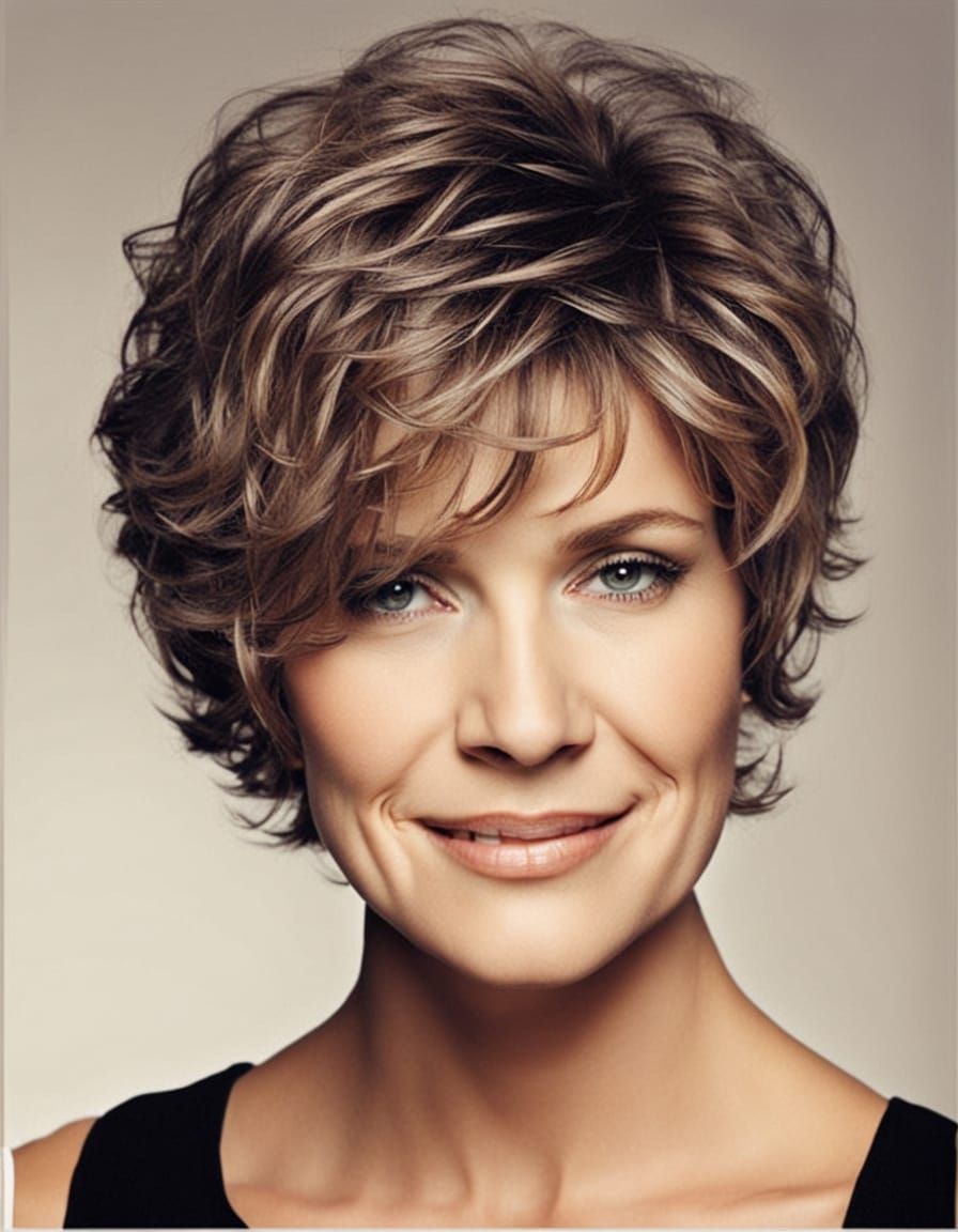 Stylish Short Wavy Hairstyles for Older Brunette Women