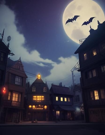 Whimsical Bats in Flight with Atmospheric Perspective