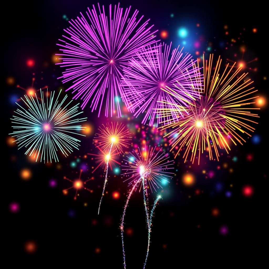 New Year's Eve Fireworks in Abstract Neon
