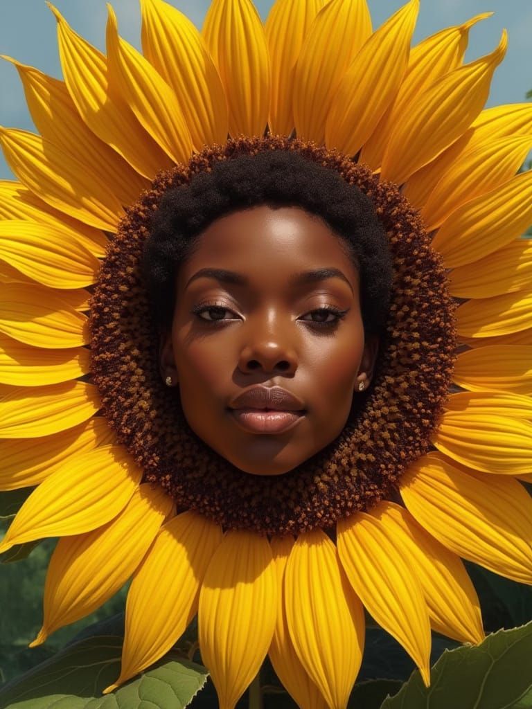 Sunflower Embodiment of a Woman's Face
