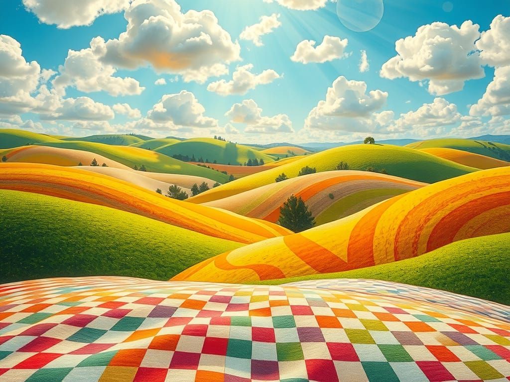 Surrealist Gingham Wonderland in Pastel Hues