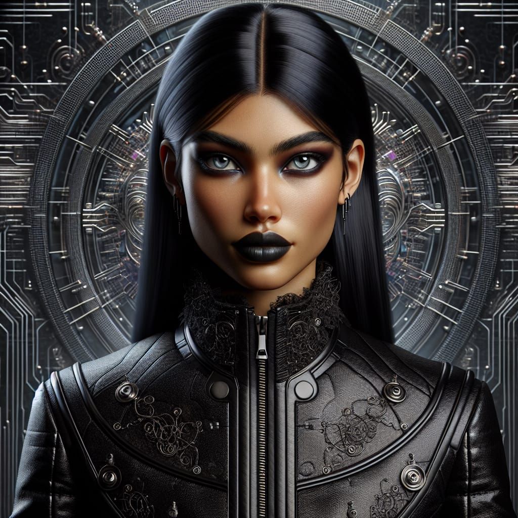 Gothic Punk Woman Portrait in Digital Art Style