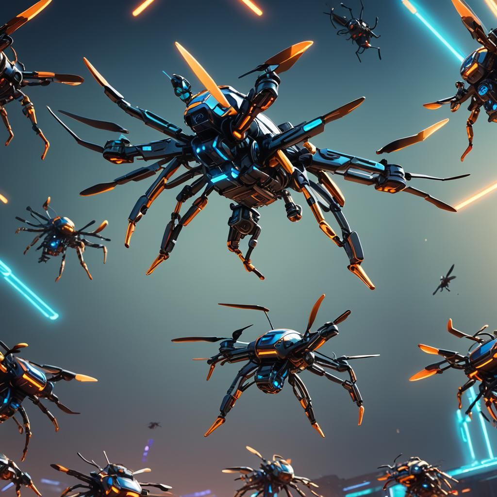 High-Tech Metallic Insect Drone Concept Art