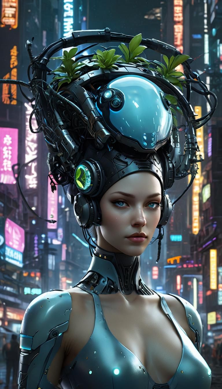 Surreal Cyberpunk Metropolis with a Bioluminescent Astral Gi...