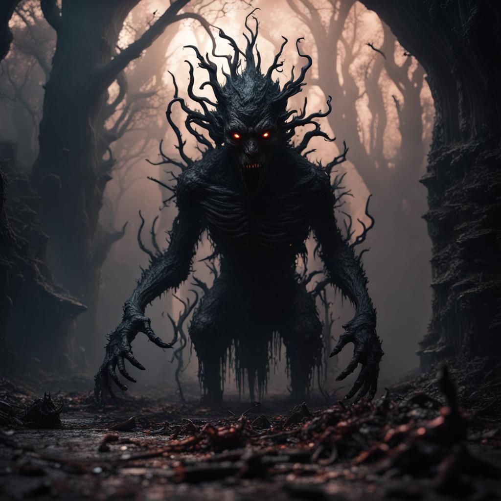 Dark Shadow Creature in a Fantastical Forest