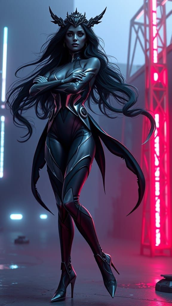 Goddess of War in Futuristic Armor