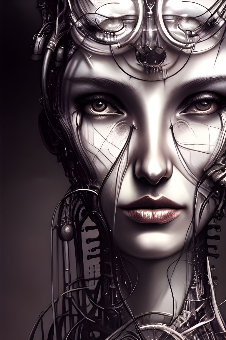 Biomechanical Goddess Oracle in Digital Illustration
