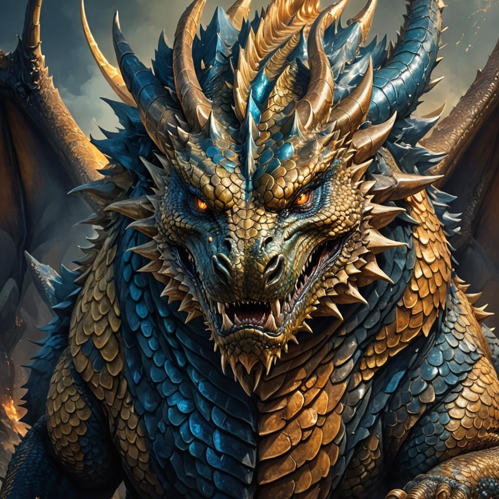 Majestic Dragon Displays Massive Belly in Fantasy Art