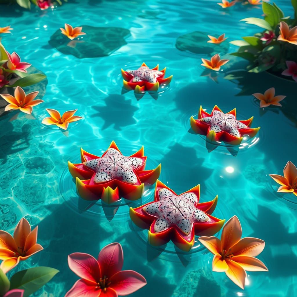 Luminous Star Fruit Oasis in Tropical Paradise