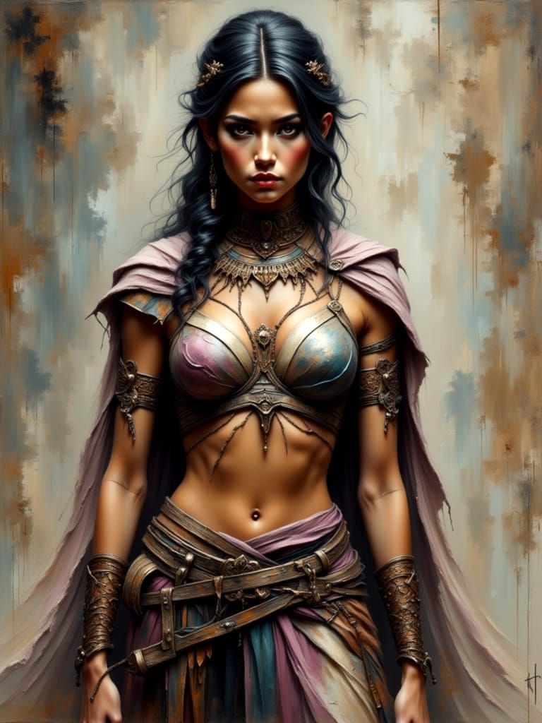 Warrior Woman of Quiet Strength in Gothic Style
