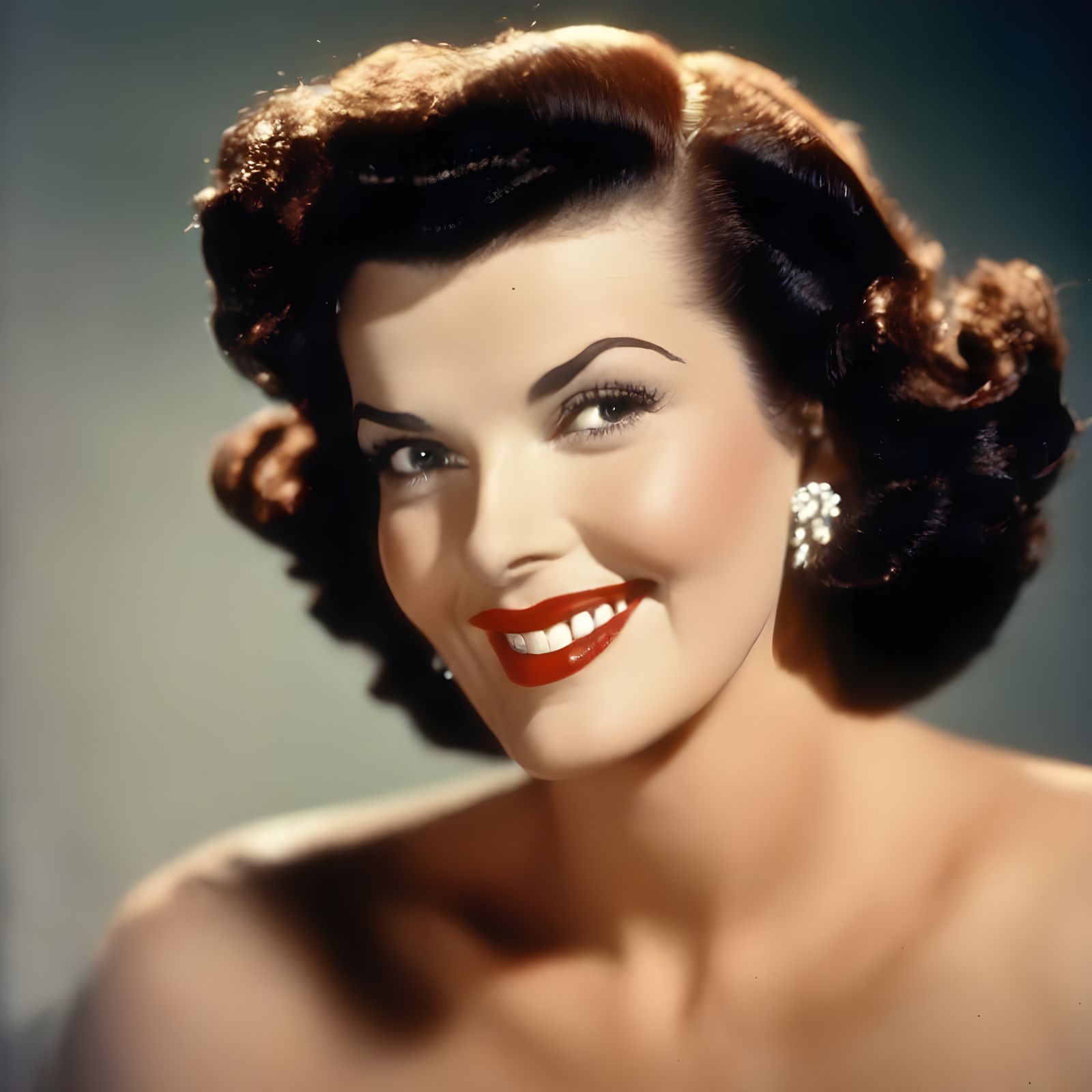 Classic 1940s Smiling Hollywood Actress Portrait