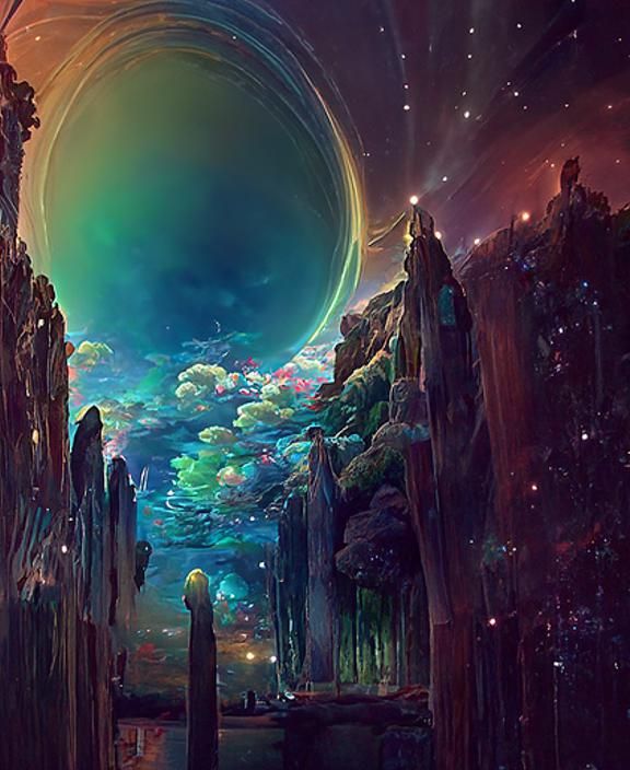 Luminous Stargate Portal Ascending Ancient Steps
