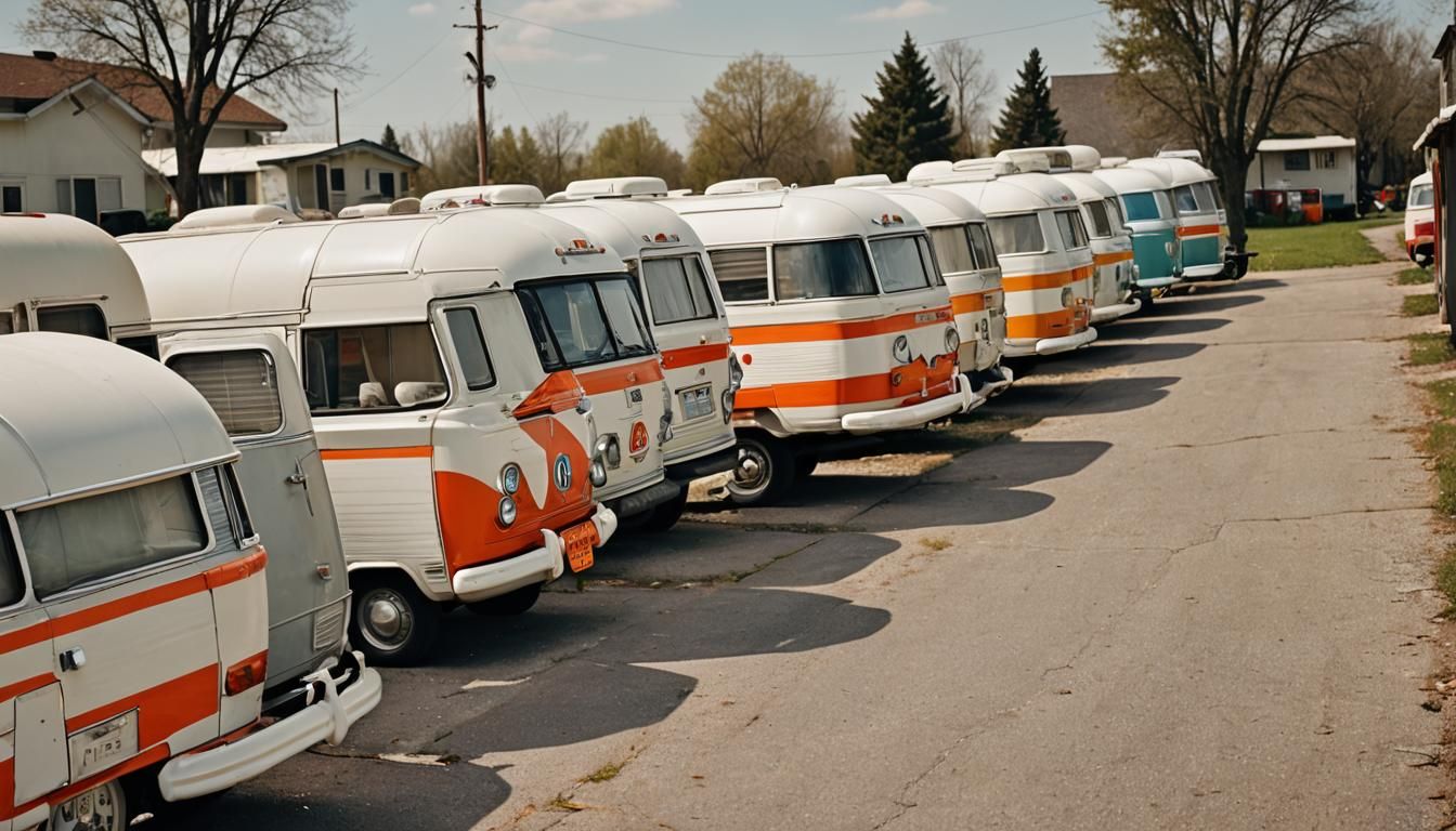 Retro Eastern European Campers in 1960s Style
