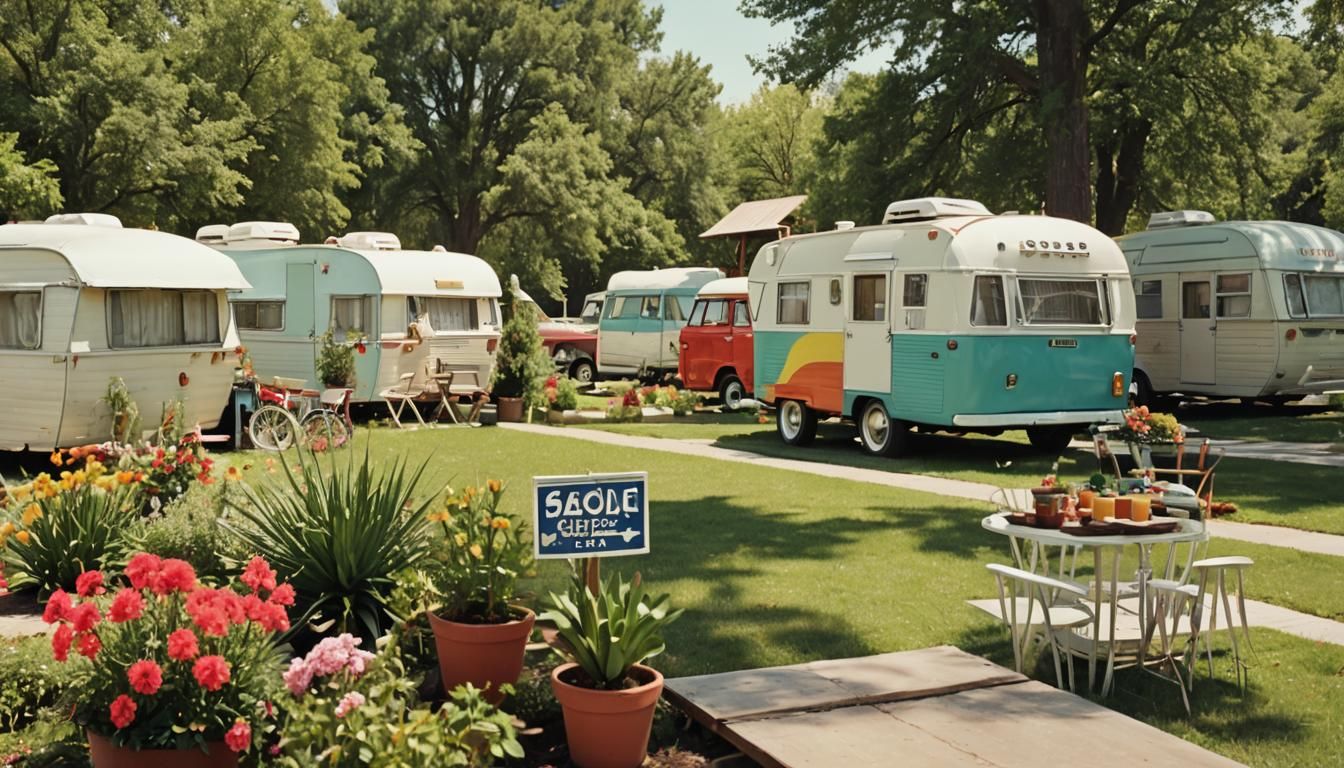 Retro Travel Photography of Campers For Sale