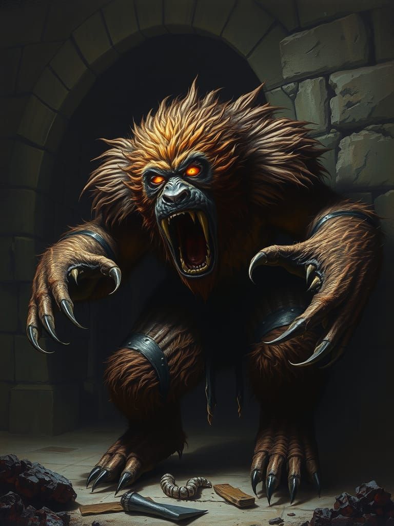 Nightmarish Bugbear Emerges from Shadow as Dark Fantasy Art
