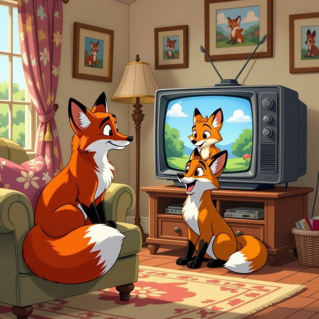 Fox and Hound Watch Robin Hood: Disney Cartoon