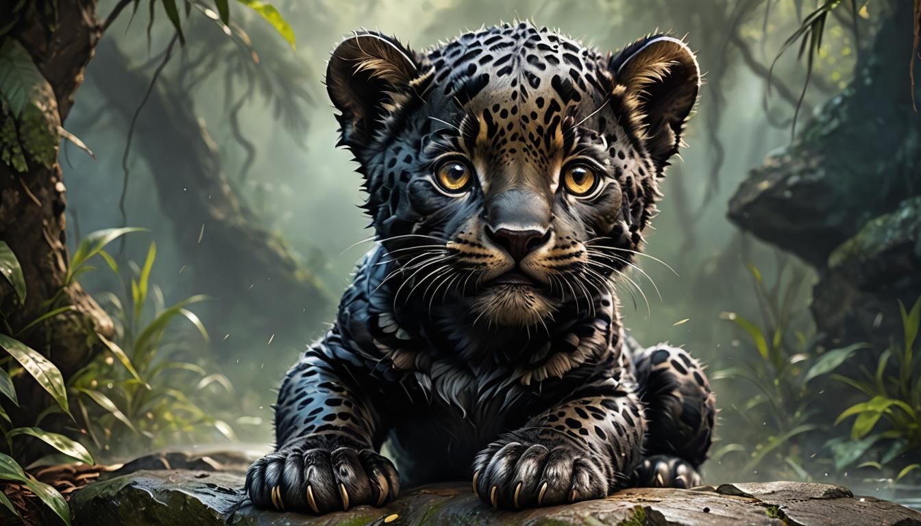 Chibi Black Jaguar cub
