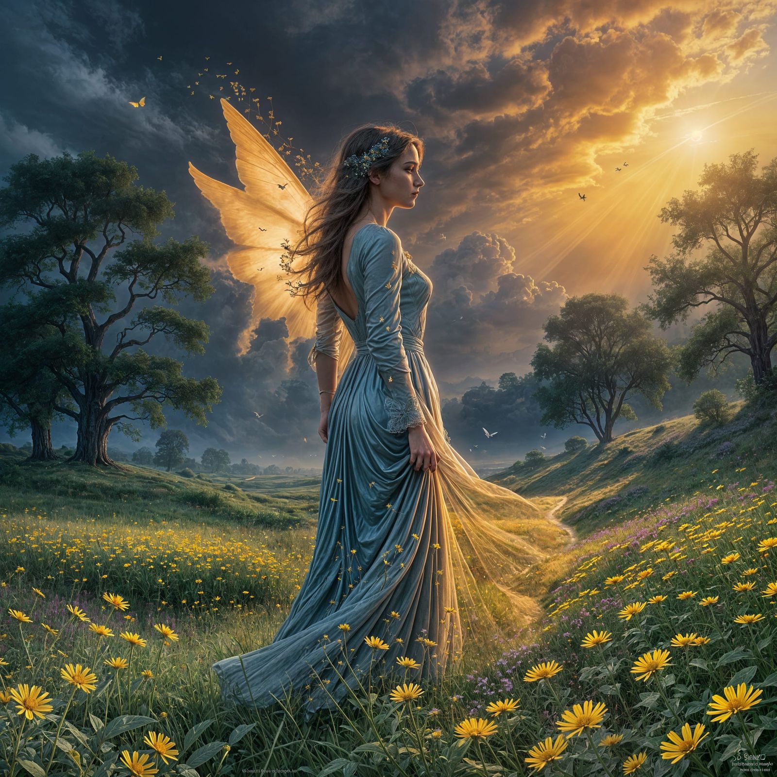 Ethereal Fantasy Dialogue Between Light and Shadows