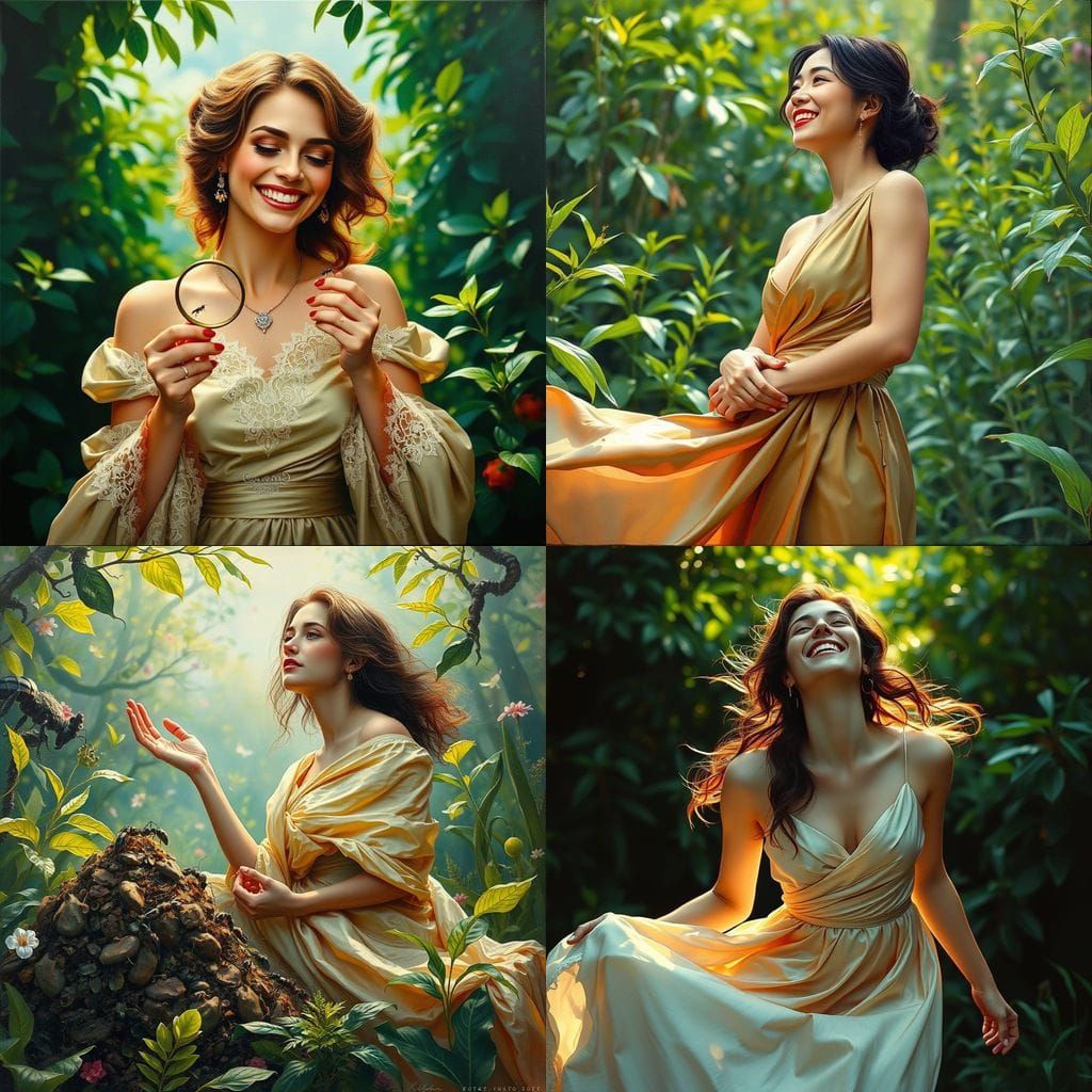 Woman in Silk Dress: Acrylic Hyperrealism