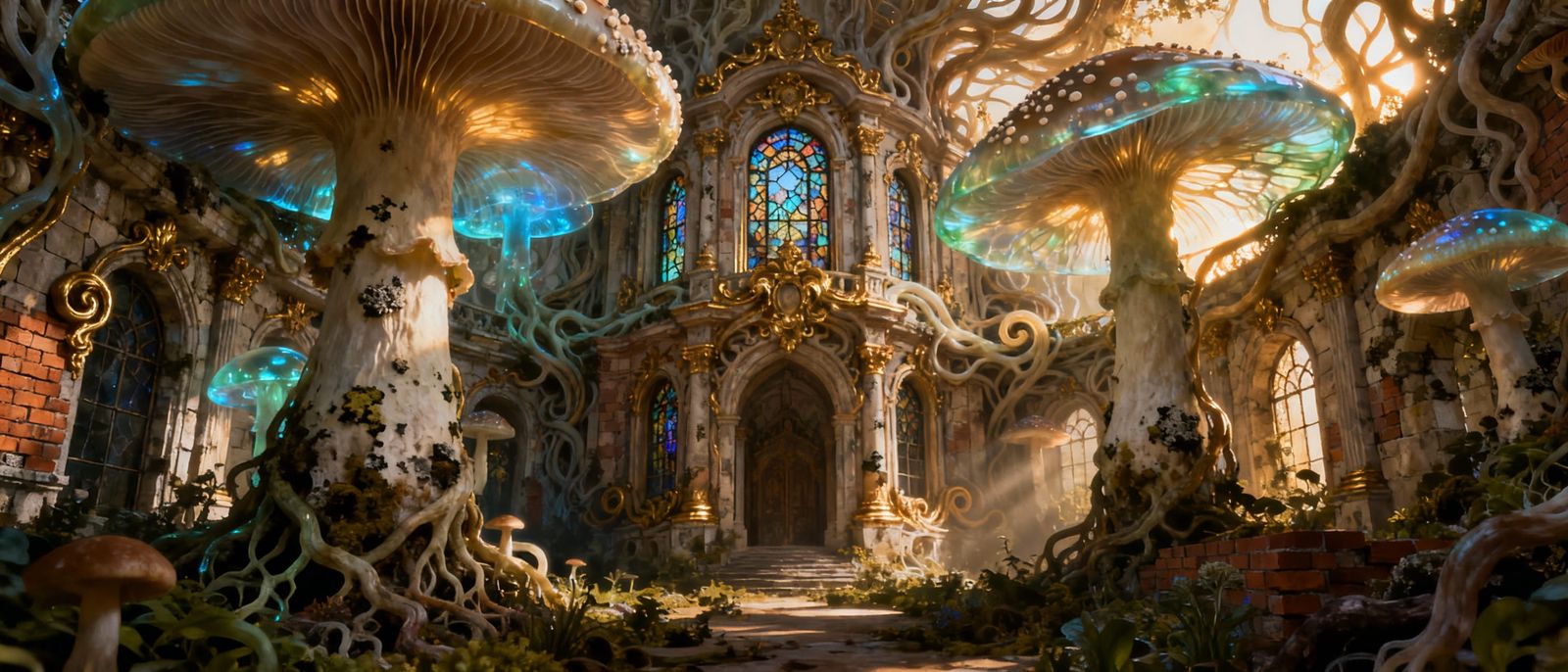 Mushroom Rococo Chapel: Hyper-Detailed Biomorphic Architectu...