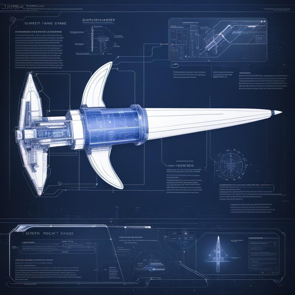 Futuristic Rocket Blueprint Concept Art
