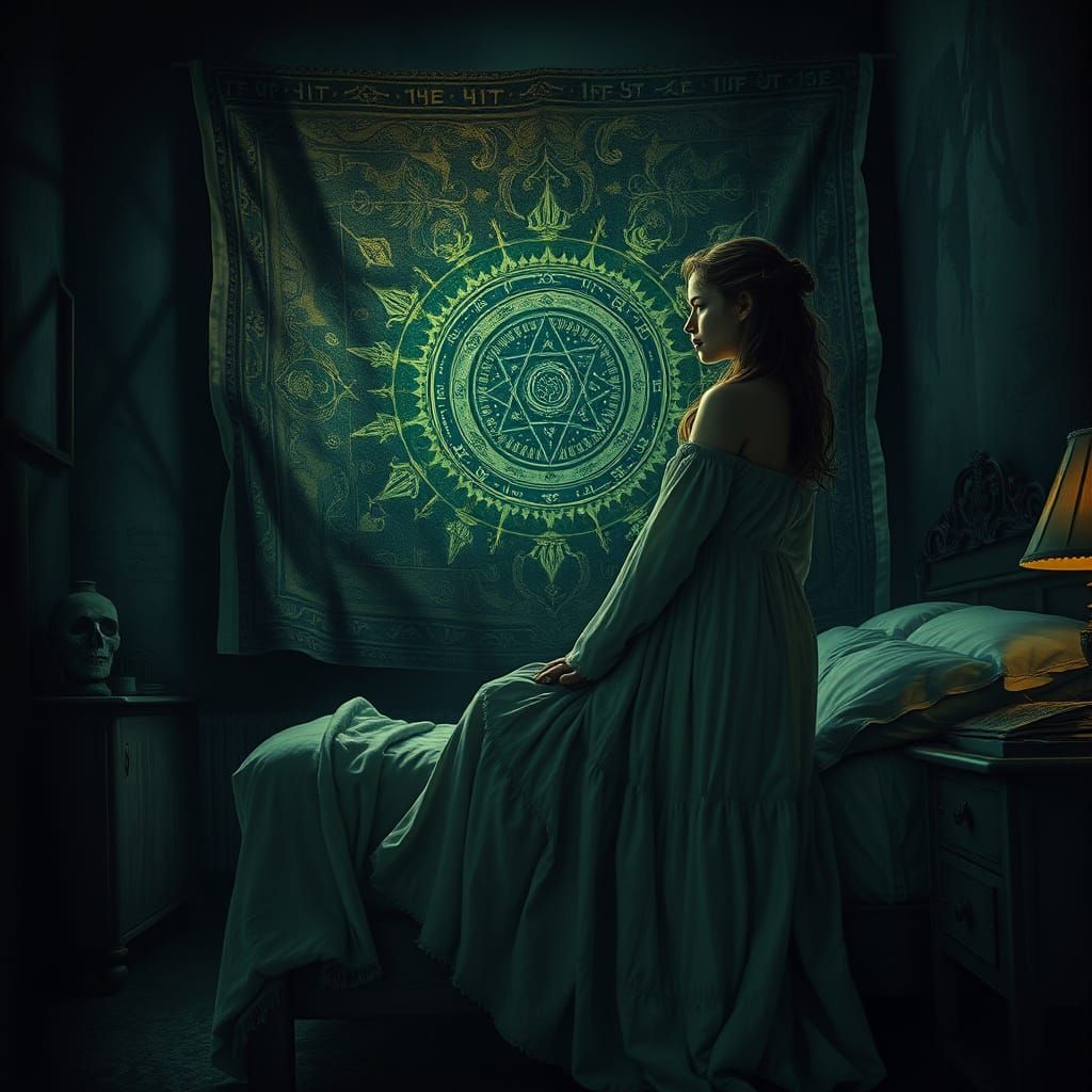 A Young Woman Enters the Dark, Surreal Void