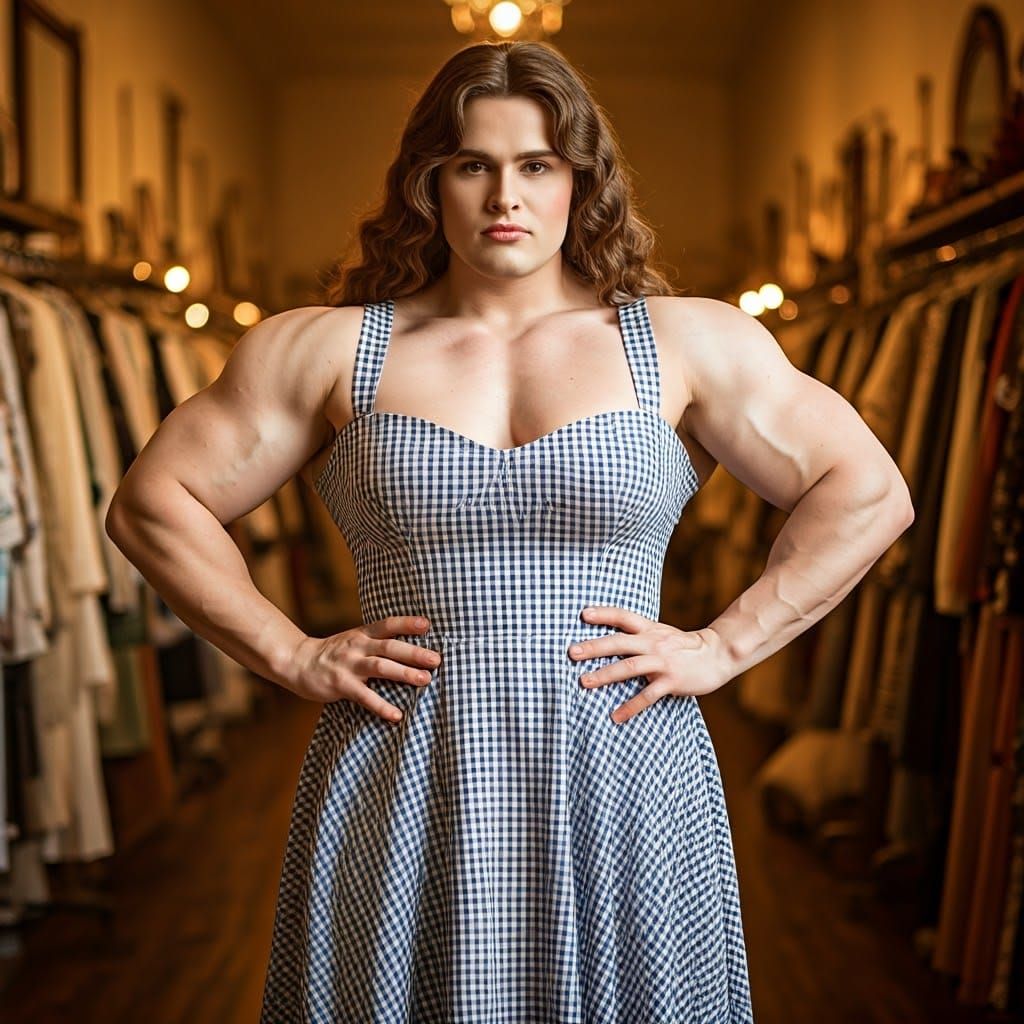 Feminine Pose in Vintage Dress Shop