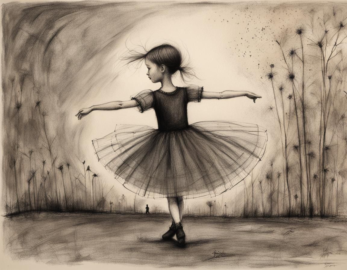Whimsical Dancer in Charcoal Art