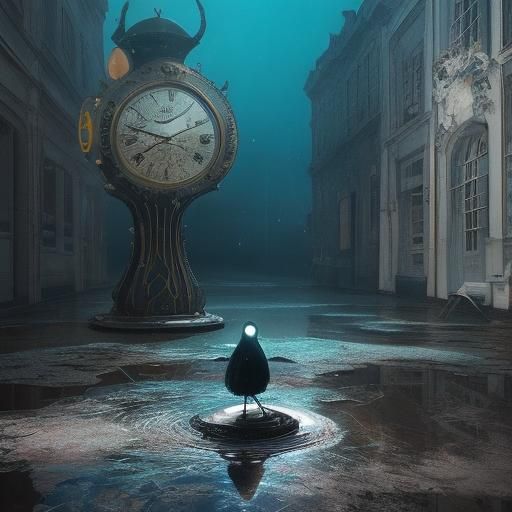 Melting Clock in Surrealist Time Manipulation