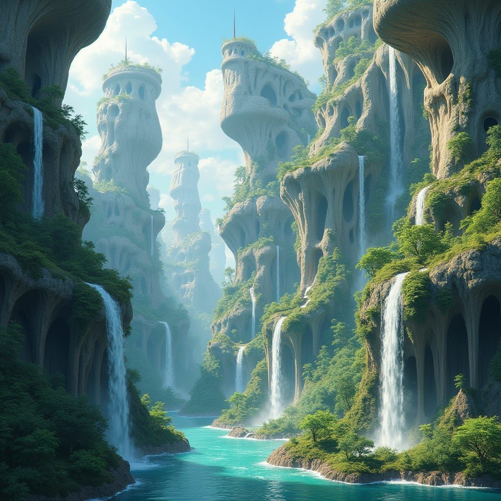 Organic Cityscapes in Vibrant, Fantastical Style