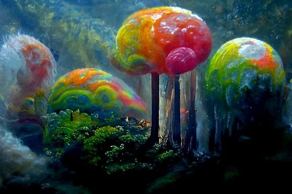 Rainbow Forest with Lollipops: Oil Painting